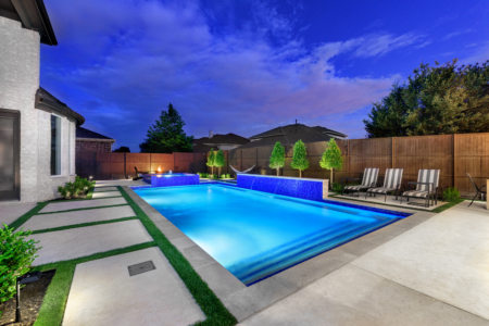 Lit up pool at night