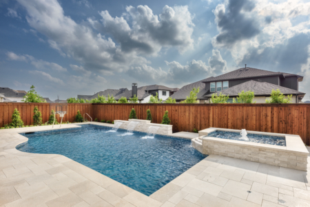 White stone pool and hot tub