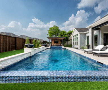 Pool with blue brick edging