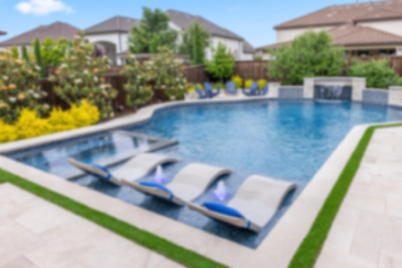 Seats near a fountain in a pool