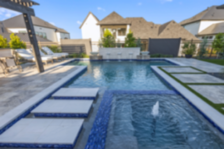 Geometric Pool in the shade with a fountain
