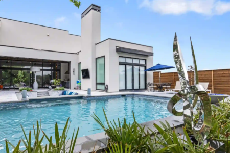 Foliage near an outdoor pool