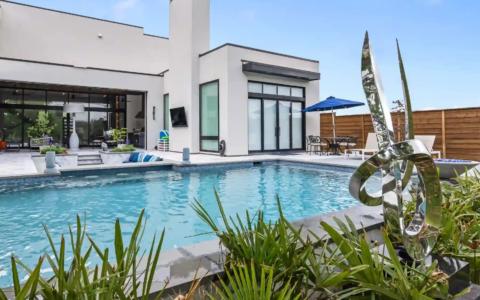 Foliage near an outdoor pool