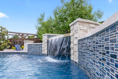 Waterfall with blue tile