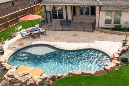 Bean shaped pool outside